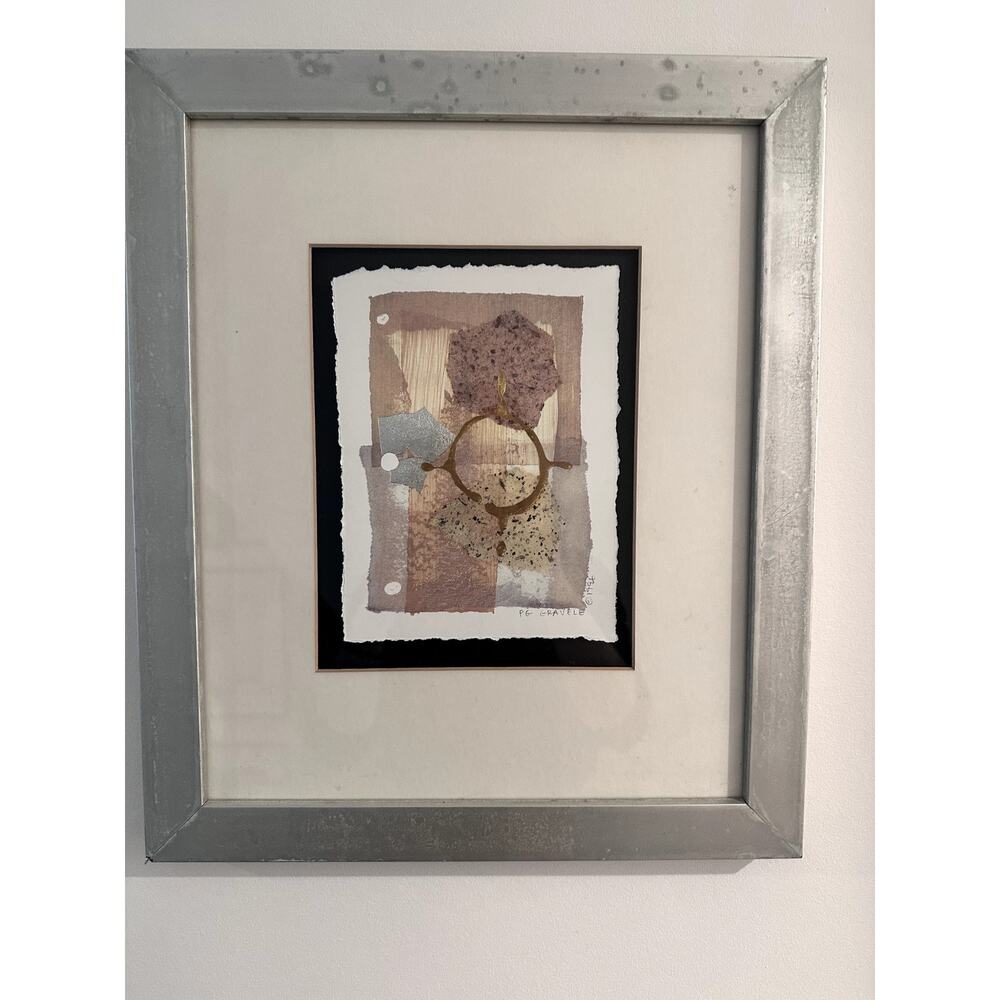 PG Gravele Signed, Dated, and Framed Abstract Mixed Media Art ,"Flute"